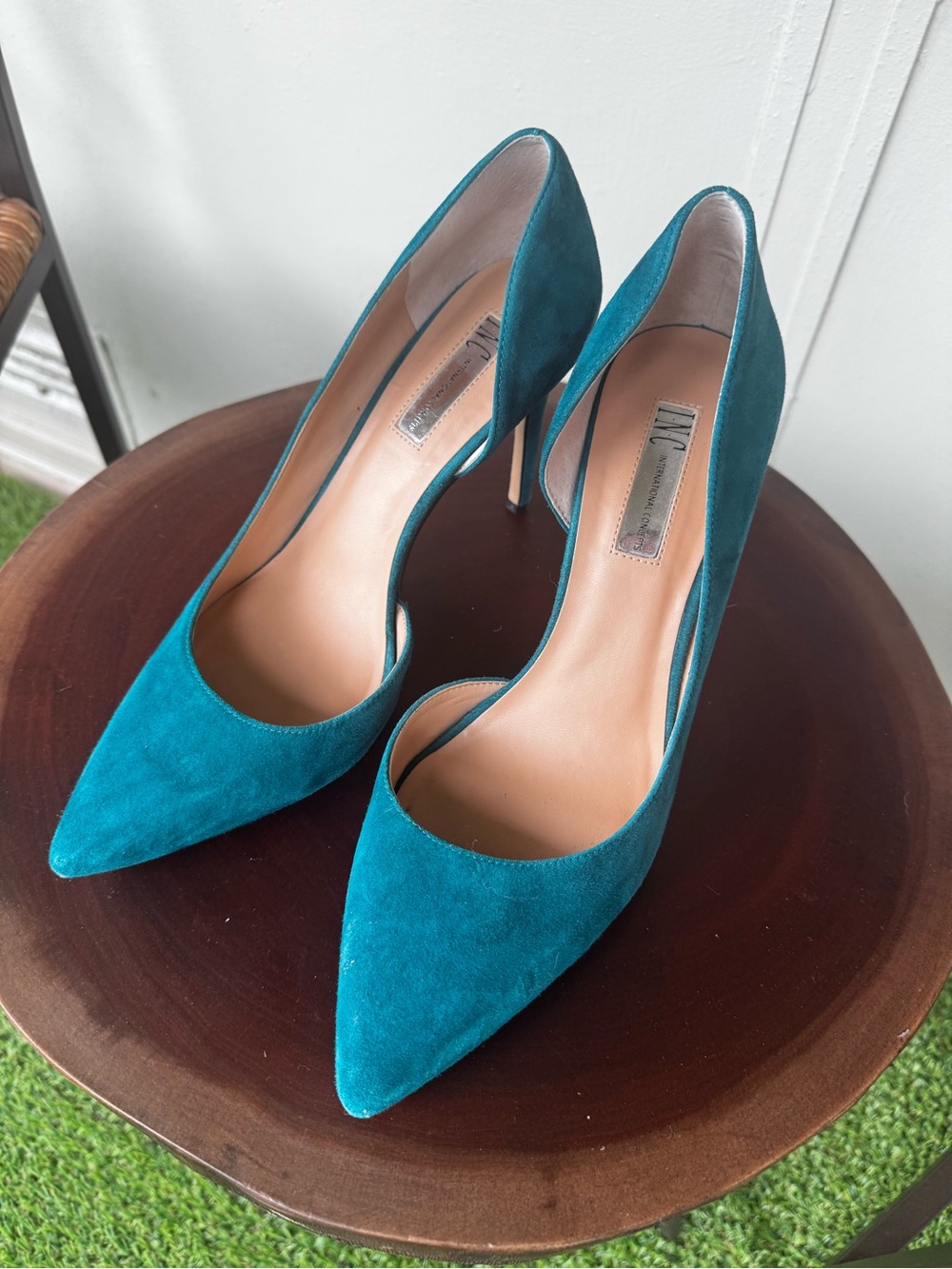 INC International Concepts Teal Suede Pointed-Toe Stiletto Pumps